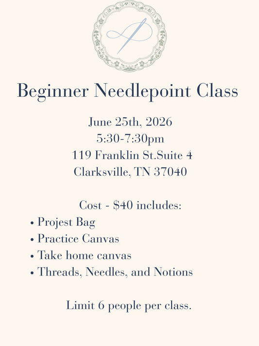 Beginner Needlepoint Class - Weeknight June 25th