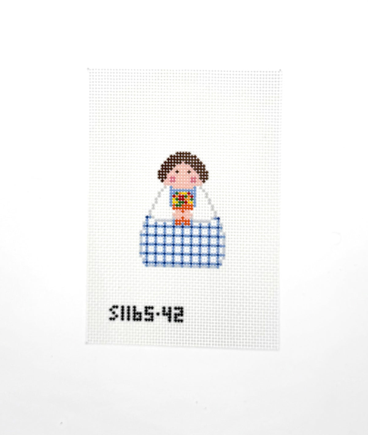 Blue Plaid with Flower Pot Angel
