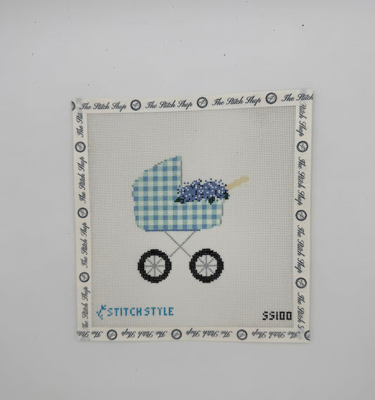 Blue Hydrangea Baby Carriage