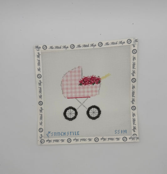 Pink Hydrangea Baby Carriage
