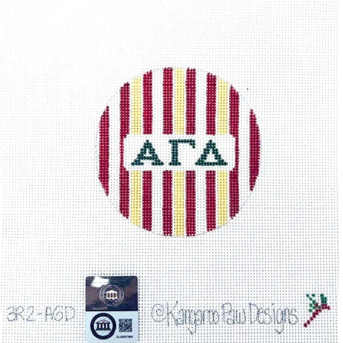 Alpha Gamma Delta Striped Round Canvas