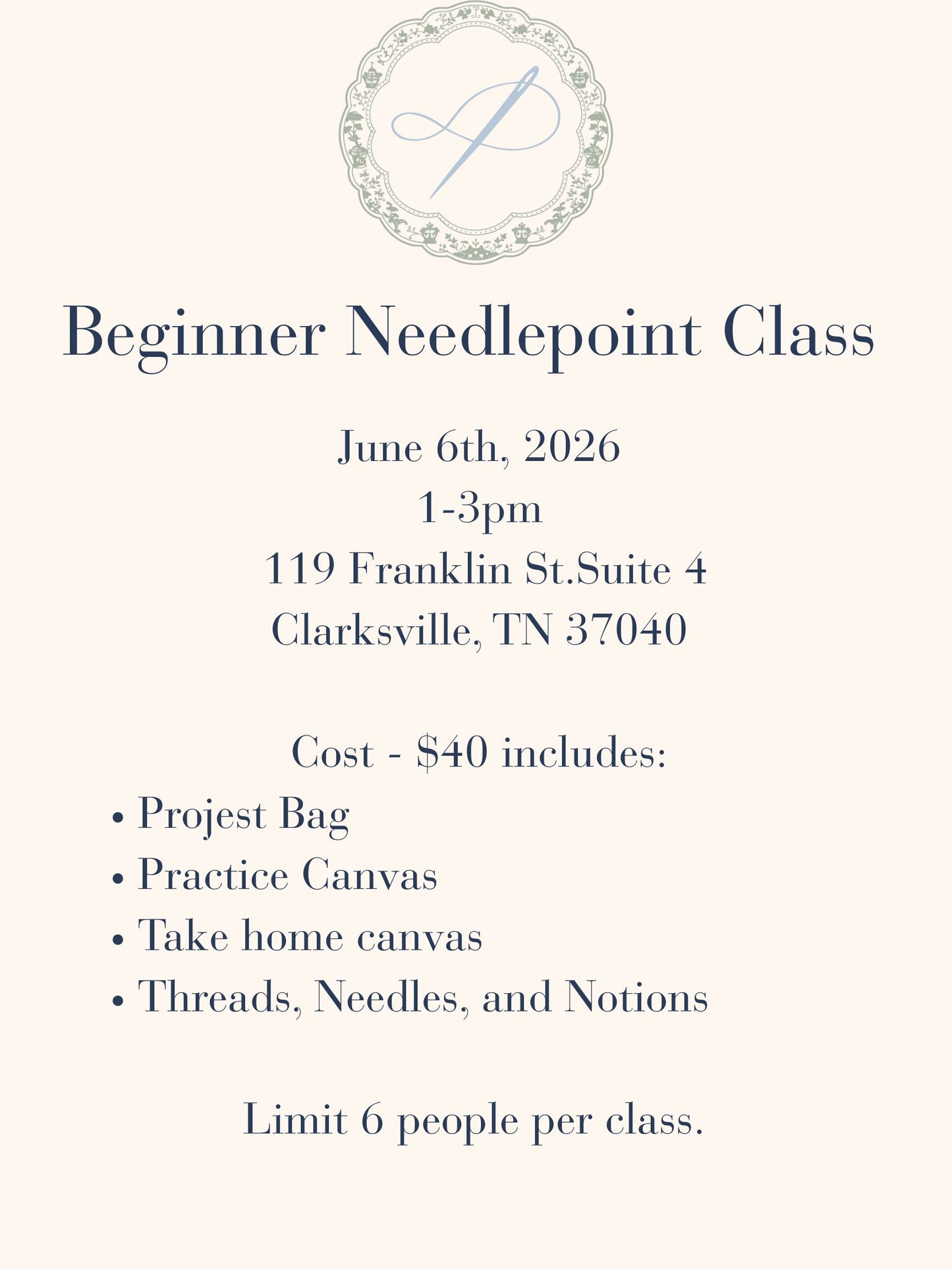 Beginner Needlepoint Class